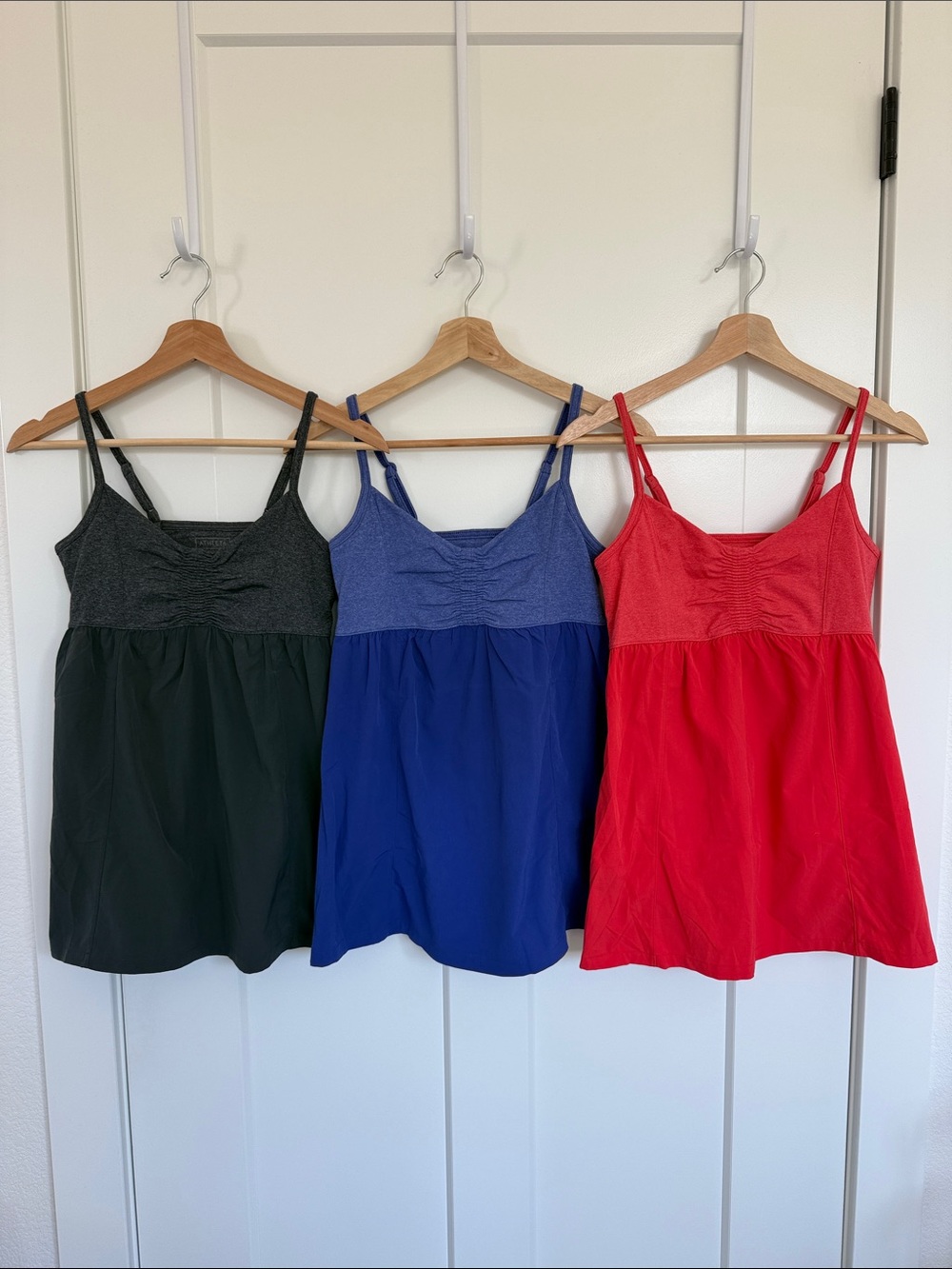 Women’s Ruched Bust Tank Top - Black, Blue, Red (proper vintage Athleta)